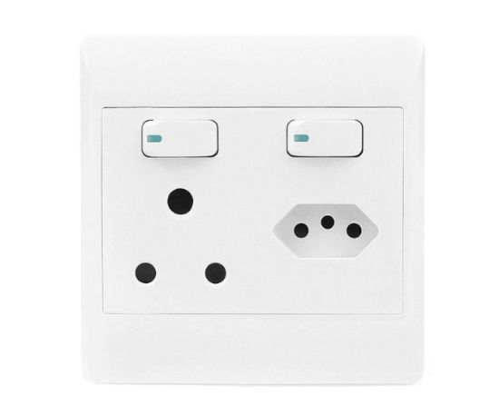 Picture of SINGLE WALL SOCKET 16A + SINGLE EURO SOCKET 4x4 FLUSH